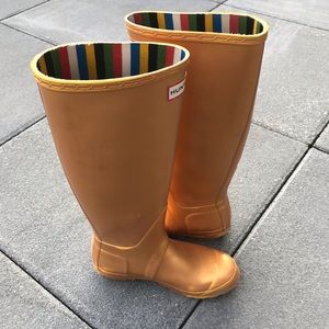 Gold Metallic Hunter Rain Boots